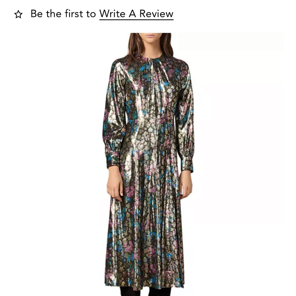 Sandro Shimmering Floral Long Sleeve Dress